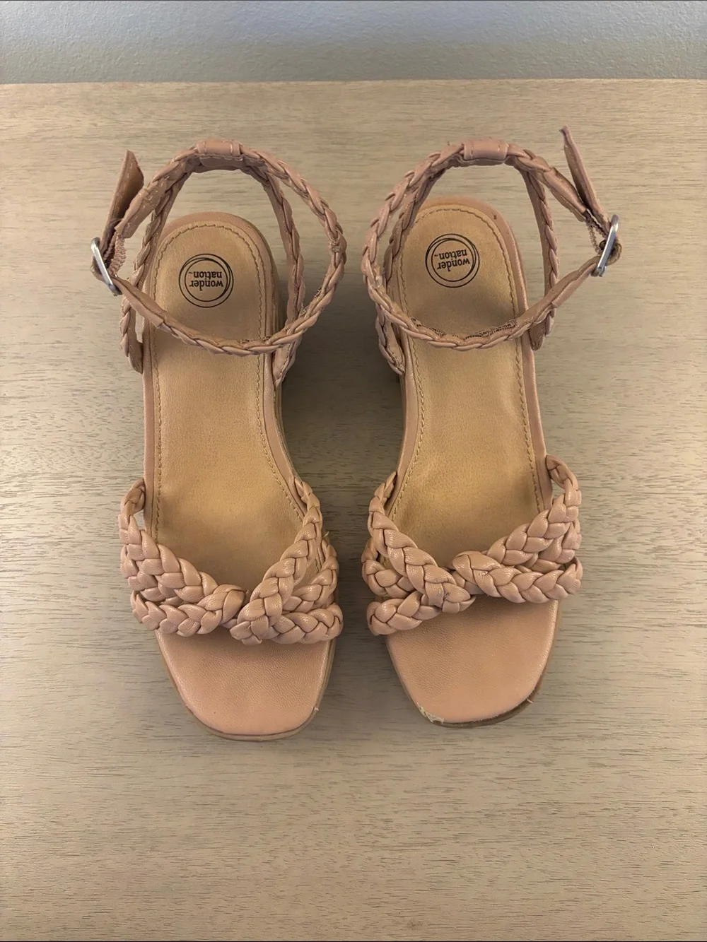 wonder nation Braided Ankle-Strap Sandals — Light Brown